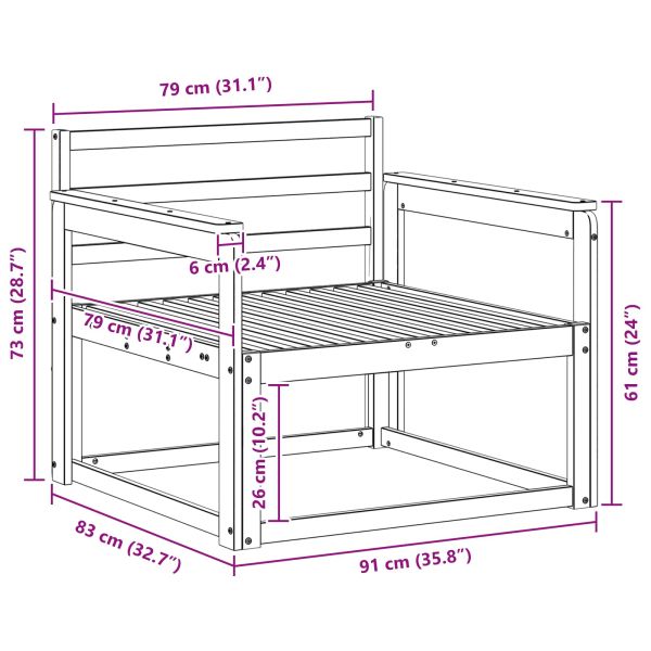 Среден диван за открито Солидно акациево дърво Естествен