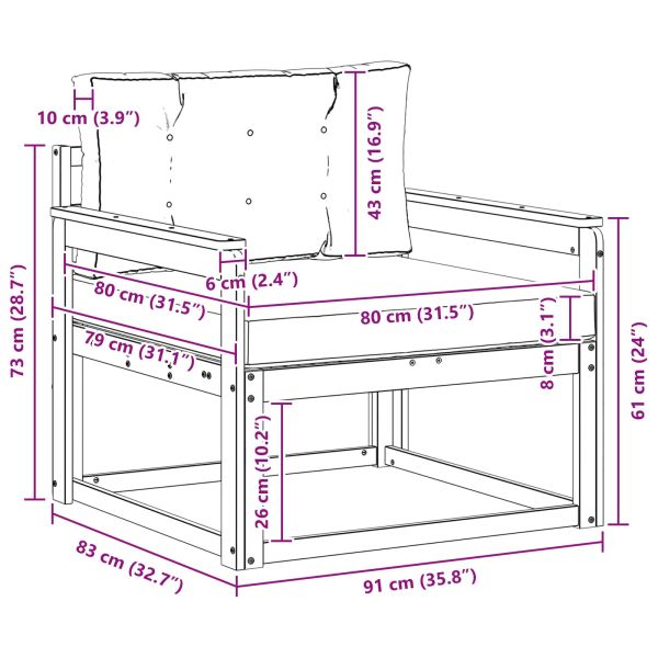Среден диван за открито Солидно акациево дърво Естествен