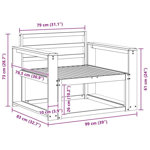Среден диван за открито Солидно акациево дърво Естествен