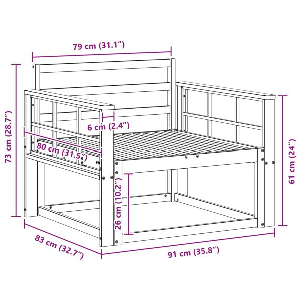 Среден диван за открито Солидно акациево дърво Естествен