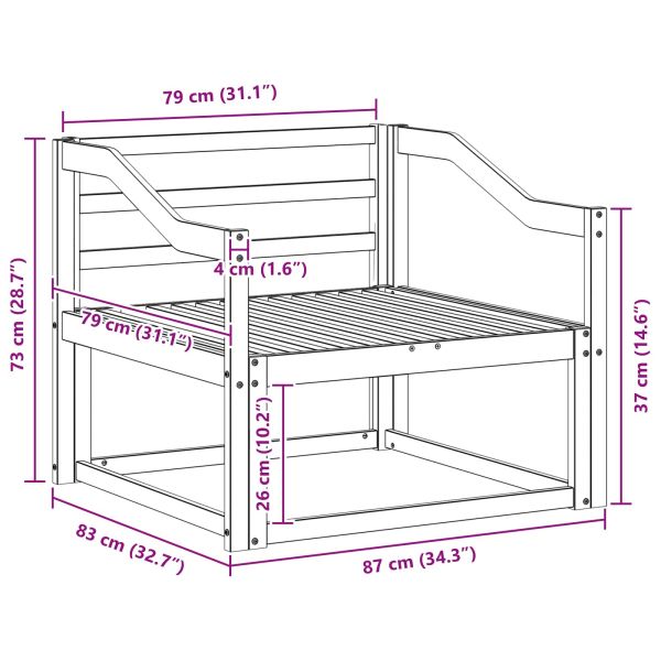 Среден диван за открито Солидно акациево дърво Естествен