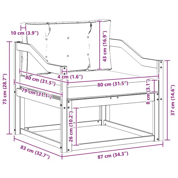 Среден диван за открито Солидно акациево дърво Естествен