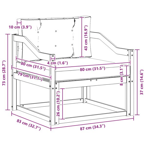 Среден диван за открито Солидно акациево дърво Естествен