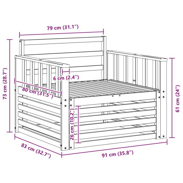 2 Брой Диван с подлакътници Солидно акациево дърво Естествен