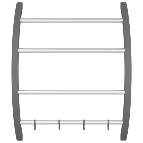 Поставка за хавлии с куки, сребриста, 56x16x72 см, алуминий