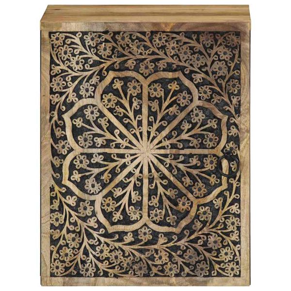 Стенен шкаф за баня 38x33x48 см масивно мангово дърво