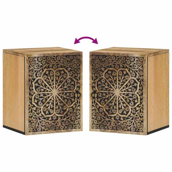 Стенен шкаф за баня 38x33x48 см масивно мангово дърво