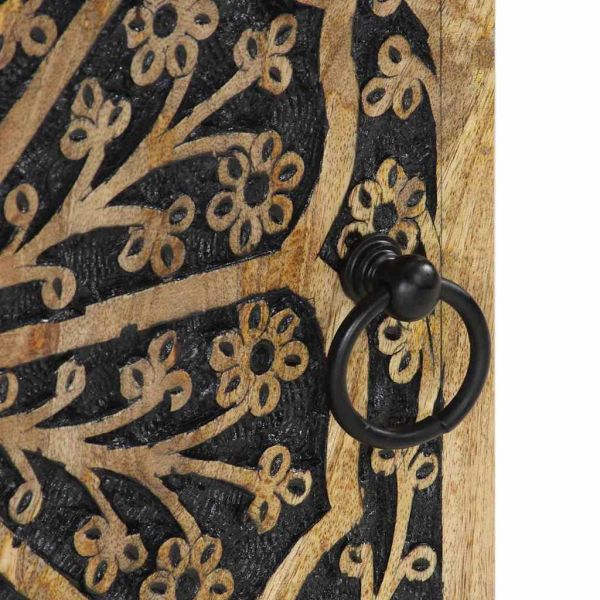 Стенен шкаф за баня 38x33x48 см масивно мангово дърво