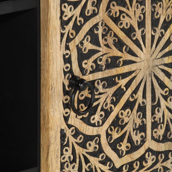 Страничен шкаф 90x33x75 см манго масивно дърво