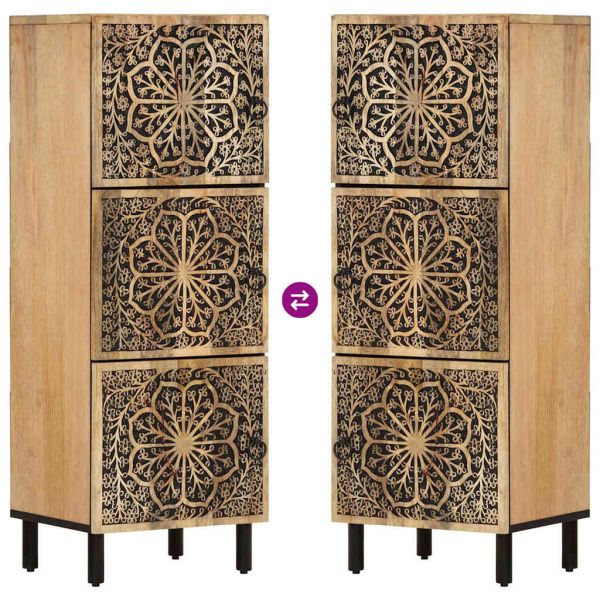 Страничен шкаф 40x33x110 см манго масивно дърво