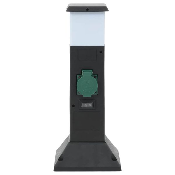 Външен разклонител с лампа и шип 2-посочен 16x16x39,5 см