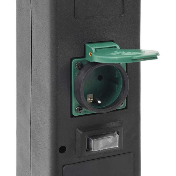 Външен разклонител с лампа и шип 2-посочен 16x16x39,5 см