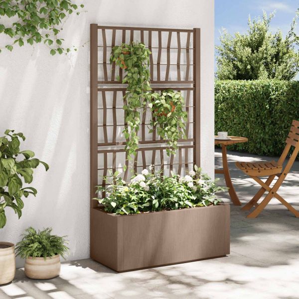 Градинска саксия с решетка Кафяво 80 x 36 x 140 см ПП