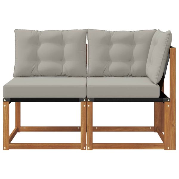 Външен среден и ъглов диван с възглавница 2 Брой Естествен