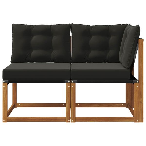 Външен среден и ъглов диван с възглавница 2 Брой Естествен