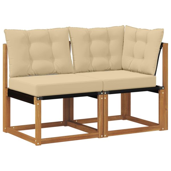 Външен среден и ъглов диван с възглавница 2 Брой Естествен