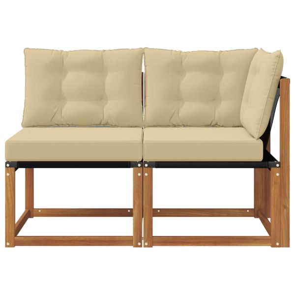Външен среден и ъглов диван с възглавница 2 Брой Естествен