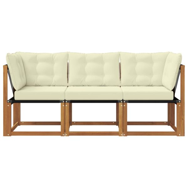 Външен среден и ъглов диван с възглавница 3 Брой Естествен