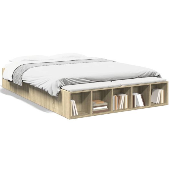 Рамка за легло, дъб сонома, 160x200 см, масивно дърво