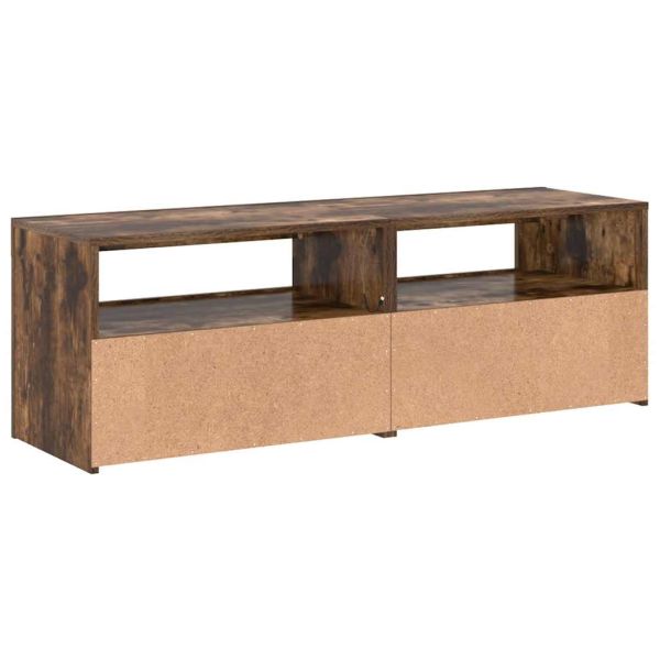 ТВ шкаф с LED осветление, опушен дъб, 120x35x40 см