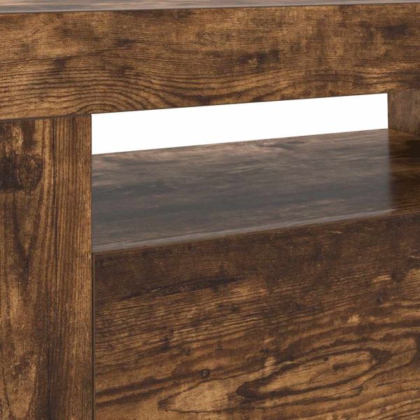 ТВ шкаф с LED осветление, опушен дъб, 120x35x40 см