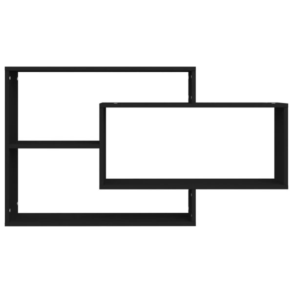 Стенни рафтове, черни, 104x20x58,5 см, инженерно дърво