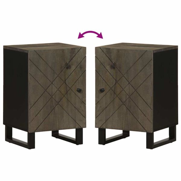 Шкаф за баня, черен, 38x33x58 см, масивно мангово дърво