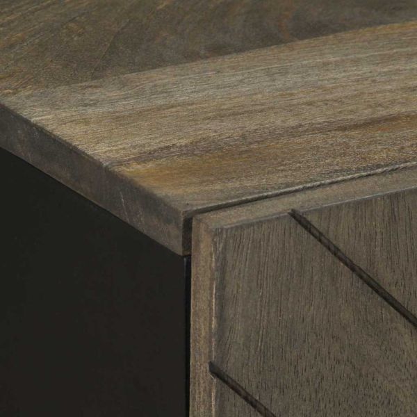 Шкаф за баня, черен, 38x33x58 см, масивно мангово дърво