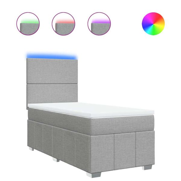 Боксспринг легло с матрак, светлосиво, 80x200 см, плат