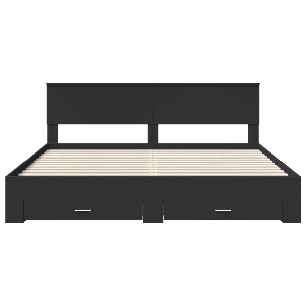 Рамка за легло Черен и сребрист 200 x 200 cm Инженерно дърво