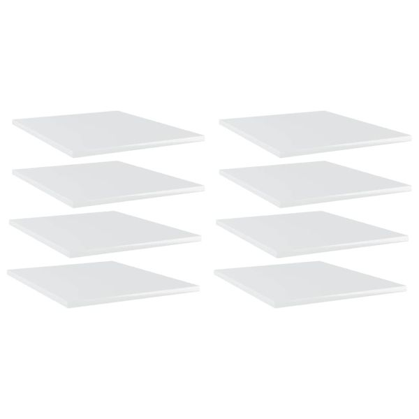 Рафтове, 8 бр, бял гланц, 40x50x1,5 см, инженерно дърво