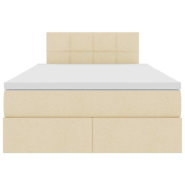 Легло с място за съхранение и LED Крем 120 x 190 cm текстил