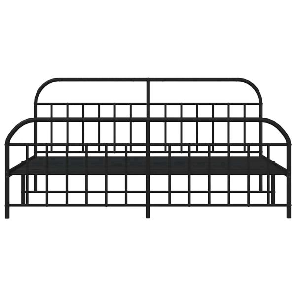 Метална рамка за легло с горна и долна табла, черна, 200x200 см