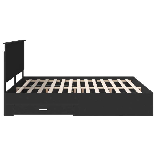 Рамка за легло Черен и сребрист 200 x 200 cm Инженерно дърво