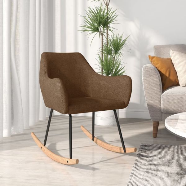 Люлеещ се стол, кафяв, текстил