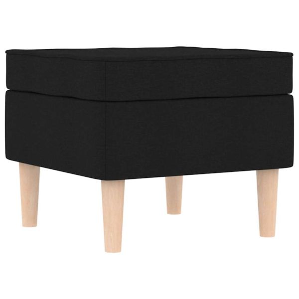 Фотьойл с табуретка за крака, черен, текстил