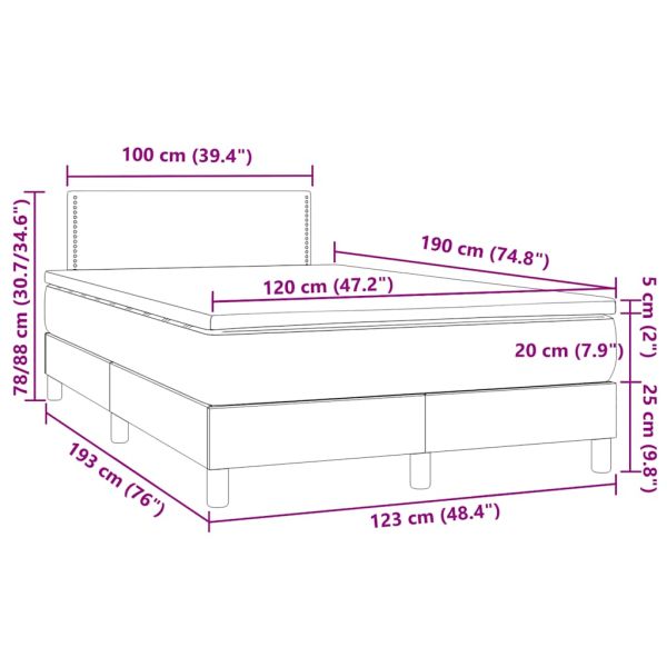 Боксспринг легло с матрак и LED сиво 120x190 см изкуствена кожа
