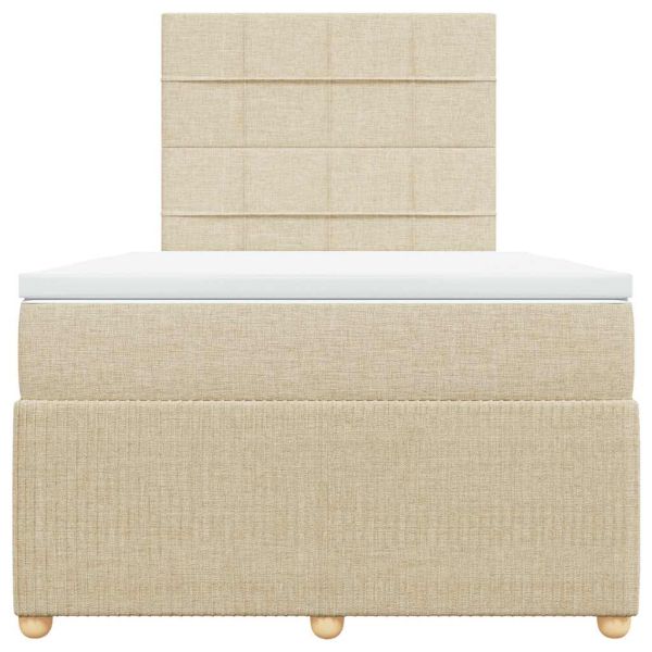 Боксспринг легло с матрак, кремаво, 120x190 см, плат