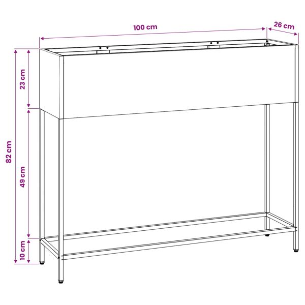 Повдигната градинска саксия Черно 100 x 26 x 82 см Стомана