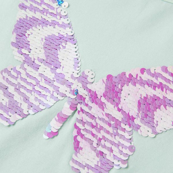 Детска тениска с ръкави капаче, светла мента, 140