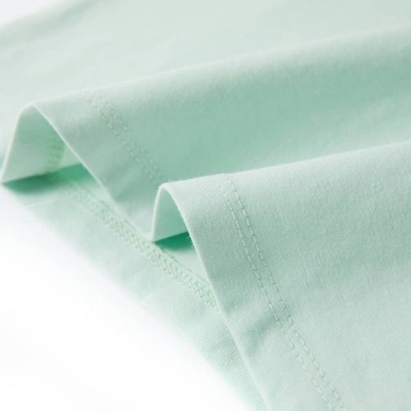 Детска тениска с ръкави капаче, светла мента, 140