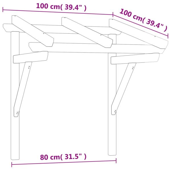 Навес за врата, 100x100x80 см, импрегниран бор масив