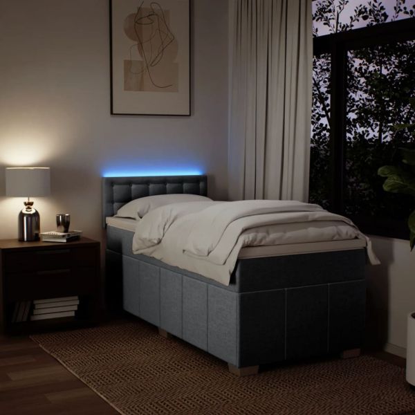 Боксспринг легло с матрак, светлосиво, 80x200 см, плат