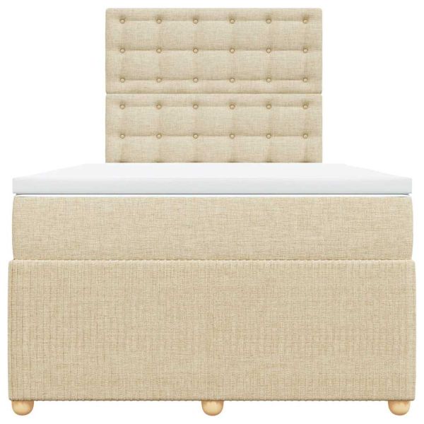 Боксспринг легло с матрак, кремаво, 120x190 см, плат