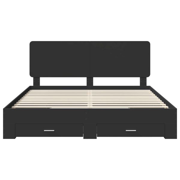 Рамка за легло с таблото Черно 200 x 200 cm Инженерно дърво