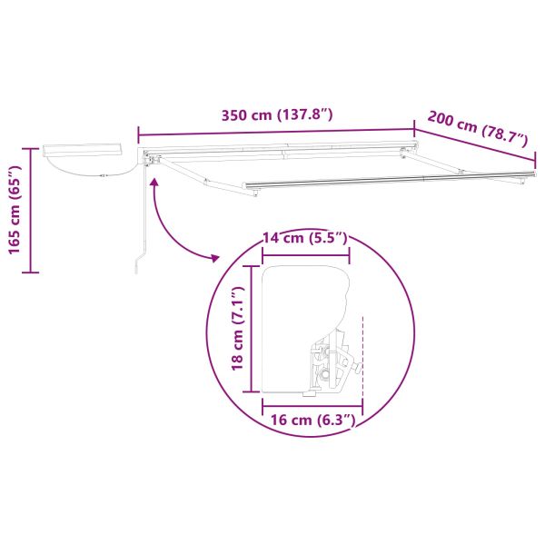 Електрически разтегателен навес Кафяв и бял 3,5 x 2 m
