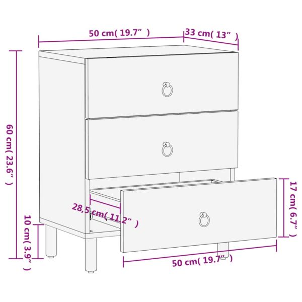 Нощно шкафче 50x33x60 см мангово дърво масив