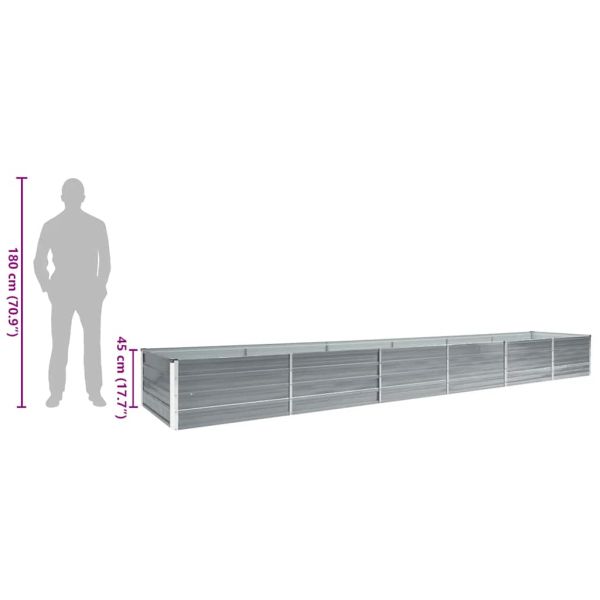Градинска висока леха поцинкована стомана 480x80x45 см сива