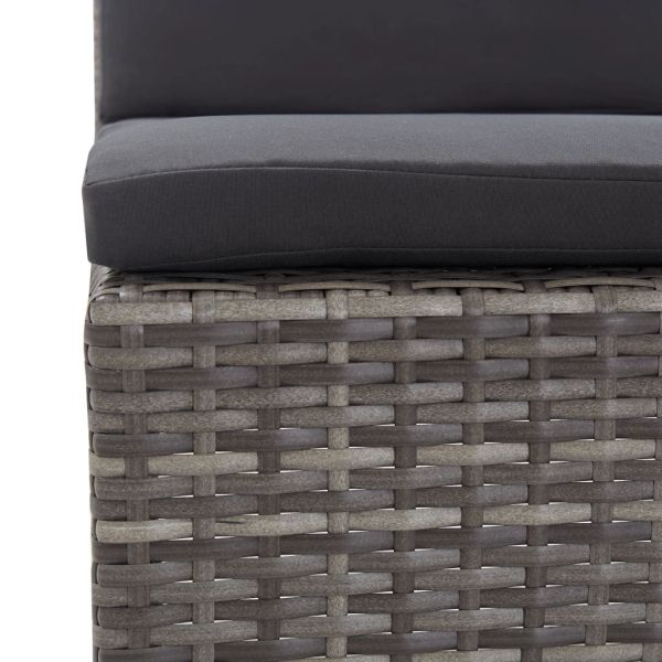 Градински комплект с възглавници, 5 части, полиратан, сив