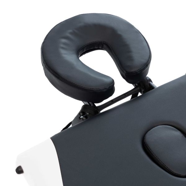 4-зонова сгъваема масажна кушетка, алуминий, черно и бяло